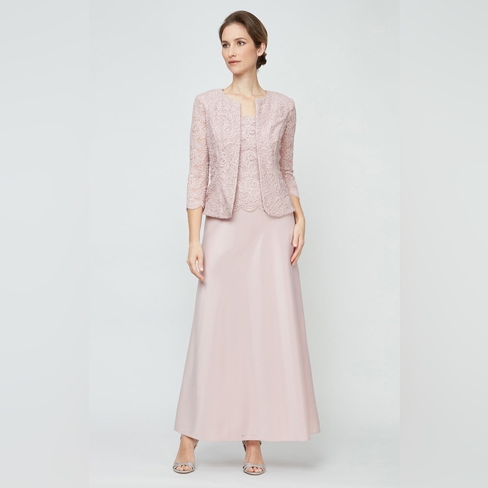 Glitter Lace & Satin Jacket Dress with MISSING  Open Jacket - used